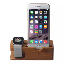 100% Bamboo Wood Stander Holder for iPhone Apple Watch Novelty Phone Accessories