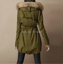 Parkas for Woman Tops New Winter Fashion Raccoon Fur Collar Casual Dress Size S 2XL bust