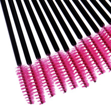 New 100pcs/lot Hot Pink Synthetic Fiber One-Off Disposable Eyelash Brush Mascara Applicator Wand Eyelash Brush Make Up Tools