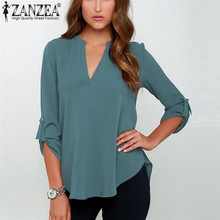 Blusas Femininas 2016 новых мужчин V шеи сплошной шифон блузка сексуальная леди с длинным рукавом Blusa мода блузки 5 цвета топы
