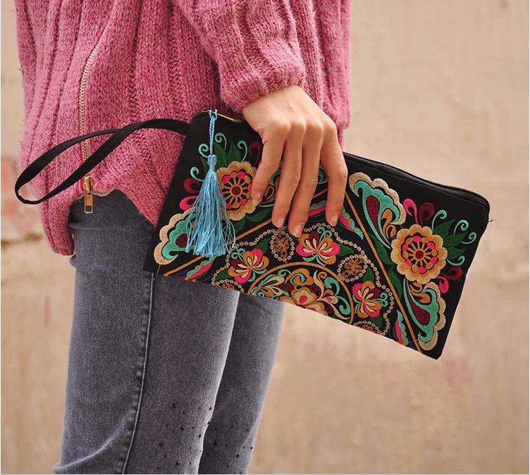 2015 New Women Ethnic National Retro Butterfly Flower Bag Handbag Coin Purse Embroidered Bag Lady Handbag