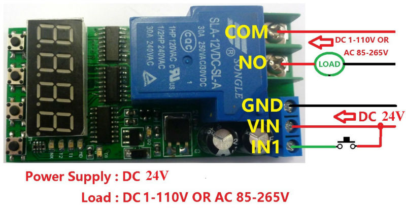 DC 24V 30A 2.5 24V High Trigger Cycle Timer Time Delay Relay Switch