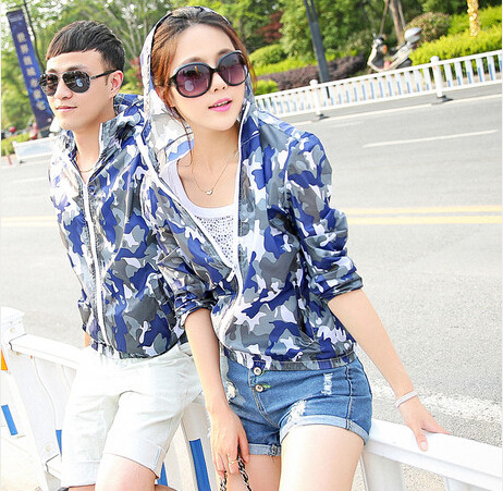 Chaquetas Mujer 2015 New Arrival Summer Casaco Baseball Couples Camouflage Thin Coat Slim Sunscreen Korean Chaquetas
