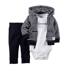 3pcs/set Black Stripe Infant Children Baby Boy Clothes Set Newborn Born Wear Costume Bodysuit Pants Suits Apparel Garment Outfit