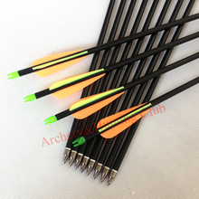 30 fiberglass 8mmOD hunting arrow with arrow nock feathers and arrow tips compound bow archery and