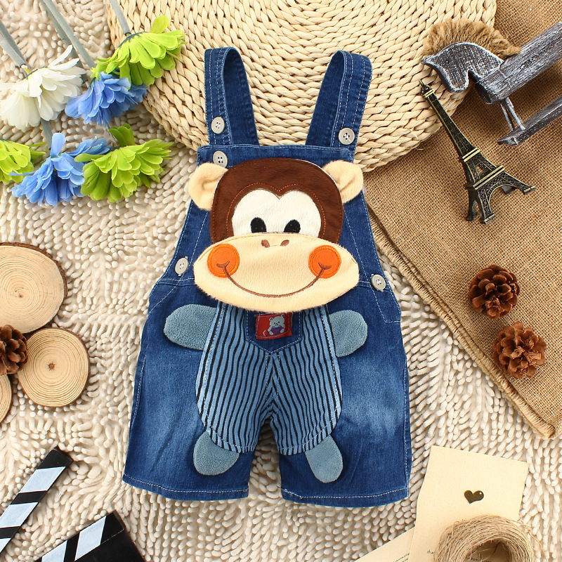 new 2015 baby boys girls supper belt jean children summer pants cartoon animal pattern short jeans