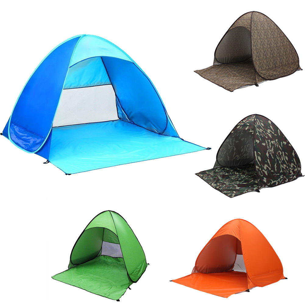 EA14 Outdoor Camping Hiking Tent Fishing Beach UV Protection Automatic Tent 1000mm-1500mm Camping Tent Fits for 3 or 2 person