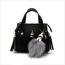 Famous Brand Fashion Fluffy Monster Fur Leather Tassel Keychain Car Key Chain Key Ring Women Bag Accessories Charm
