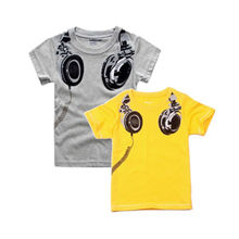 Hot Sale summer baby Boys kids T-Shirts Tops short sleeve Rock Music Headphones pring children’s Clothing free shipping
