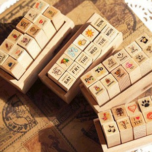 Гаджет  12pcs/set DIY Cute Cartoon Fashion Wood STAMPTOPIA Stamps for Diary Scrapbooking Decoration Free shipping 036 None Дом и Сад