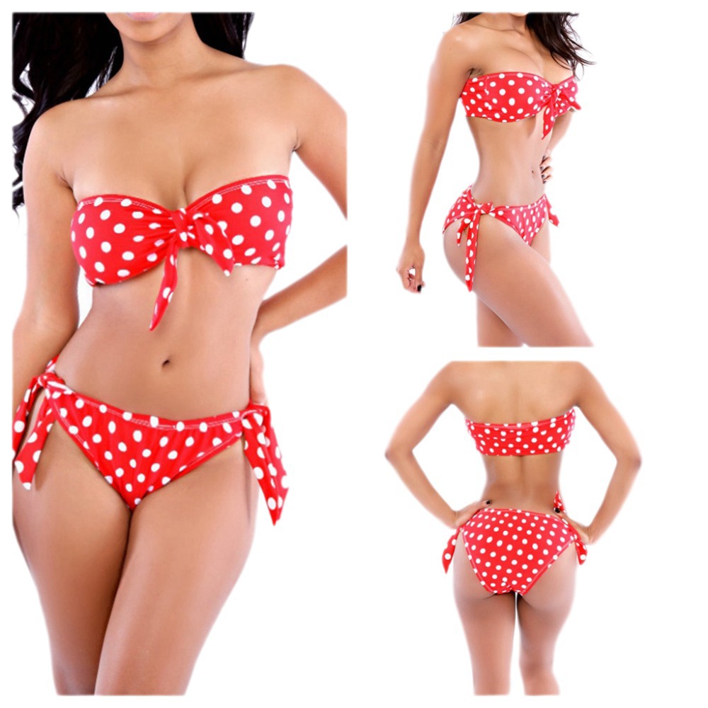 Newest Design Red Polka Dot Bikini Sexy Women Female Bathing Suit Beach