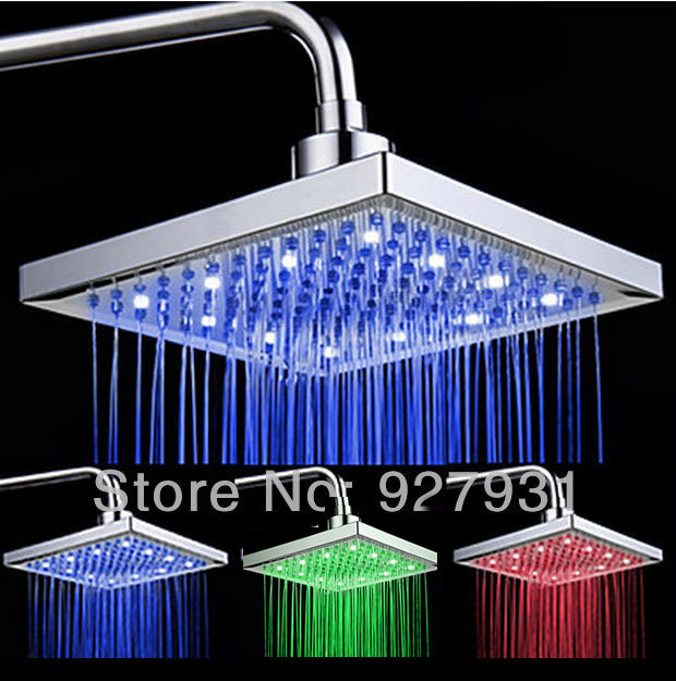 Free Shipping Wholesale And Retail LED Color Changing Rainfall Shower Head Rectangular Waterfall Shower Head