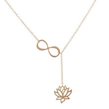 2016 New Fashion Infinity Lotus Lariat Pendant Necklace for Women Y Style Chain Flower Necklace Jewelry Gift N043