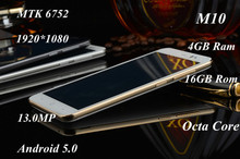 Smartphone 3G M10 MTK6752 Octa Core  5.0 Inch 1080P 4GBRAM 16GB ROM Dual Sim 13.0MP Camera android cell Mobile Phone