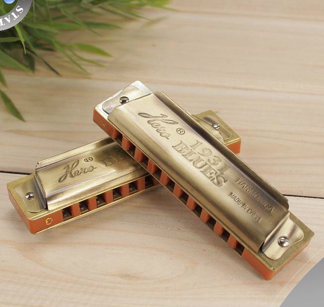 Wholesale! High Quality HERO M1205 Bronze 10 hole Blues Harmonica