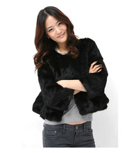 Free shipping real natural genuine rex rabbit fur coat women luxurious natural fur jacket waistcoats