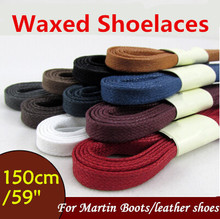 Weiou 8mm Flat Waxed Shoelace Cotton Shoe Lace 8mm width Unisex shoestrings Cord for Leather Shoes Boots 150cm/59″