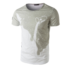 New 2015 Mens Summer Tees Shirt Short Sleeve t shirt Man Plus Size Start Printed Cotton