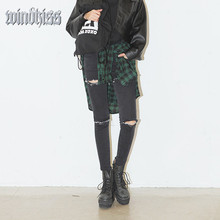 Plus Size Women Jeans 2016 Cotton High Elastic Imitate Knee Skinny Pencil Pants Slim Ripped For Women Black Sexy Girls Trousers