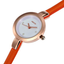 Envío gratis de regalo de cumpleaños niña correa elegante ultrafino del reloj de la mujer exquisita pequeños ladies watch