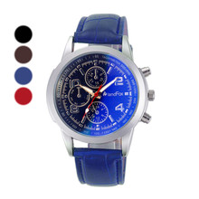 Splendid Luxury Fashion Faux Leather Men Blue Ray Glass Quartz Analog Watches Casua Cool Watch Sinobi Men Watches 2015