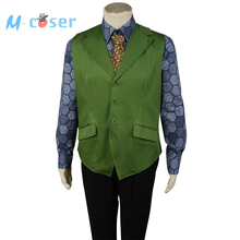 Batman The Dark Knight Joker Hexagon Style Movie Halloween Cosplay Costume For Adult Men Green Vest+Blue Shirt