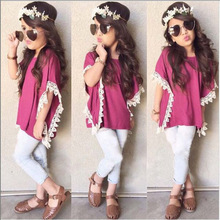 2016 Formal Clothes Baby Girl Fashion Batwing Sleeve Tops+Pants Little Lady Outfits Wearing High Quality Zhejiang Factory