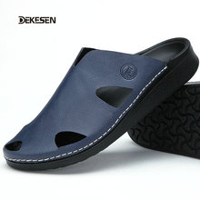 Dekesen Top 2016 Genuine Leather Slippers Summer Shoes Brand Casual Men Shoes Sandals Women Beach flip flops fast shipping 888