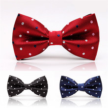 Free shipping 2014 NEW Best Selling men’s colorrful fanshion adjustable bowtie party wedding butterfly classic white dot bow tie