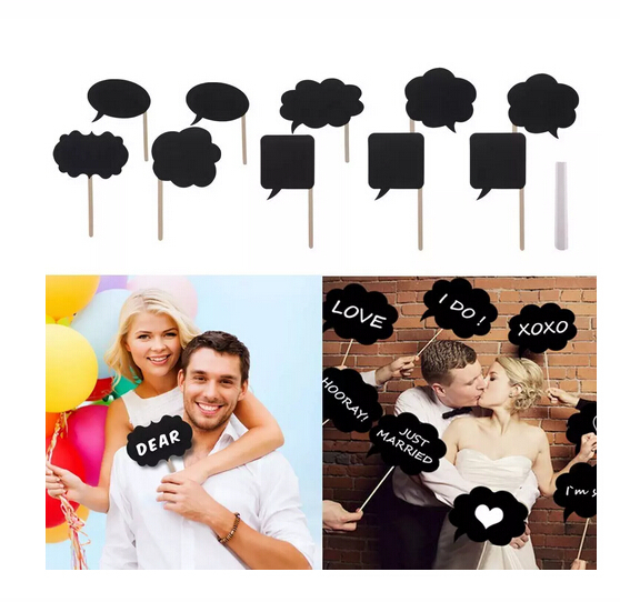 10PCS wedding party decoration Photo Booth Prop DIY Thought Bubbles Speech Chalk Board Wedding Party Photobooth