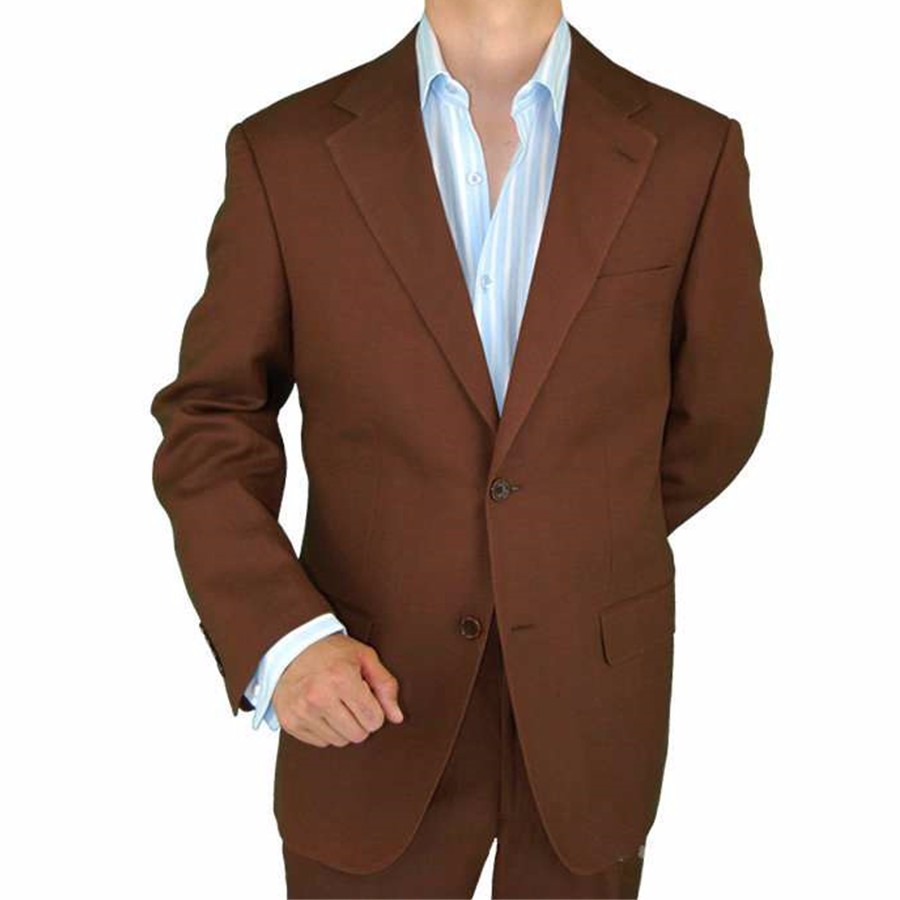 113 Amazing Notch Lapel Buy Mens Clothing 2 Piece Summer Suits Pure Linen Two Buttons Brown Design For Prom