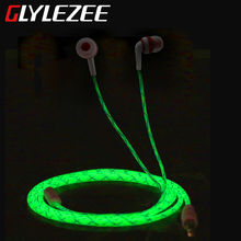 Glowing in the Dark Luminous In-Ear Headset MP3 Music Earphone for iPhone Samsung Xiaomi Mobile Phone FM Radio Free Shipping