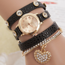 2015 nuevo reloj pulsera mujer reloj de cuarzo de cuero capas de liquidación adornos exquisitos de la alta calidad mujeres casual reloj