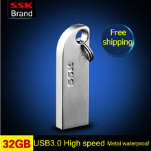 Ssk Thumbs usb3.0 large usb flash drive 100% 32GB U plate metal high speed usb3.0 usb flash drive 32G waterproof Free shipping