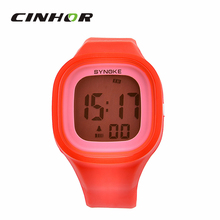Relogio Feminino SYNOKE moda colorido impermeable resistente al agua Back Light Digital de mujer natación reloj Color rojo