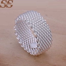 SparShine ON SALE Fine Jewelry Mesh 925 Silver Ring Fashion Net Ring Women Men Gift Silver
