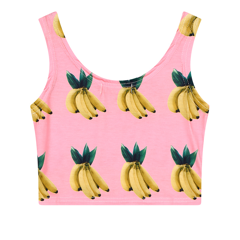 2015 Summer Style Pineapple Top Banana 3d Print Bustier Fruit Clothes Crop Tops Sexy Camisolas 2500