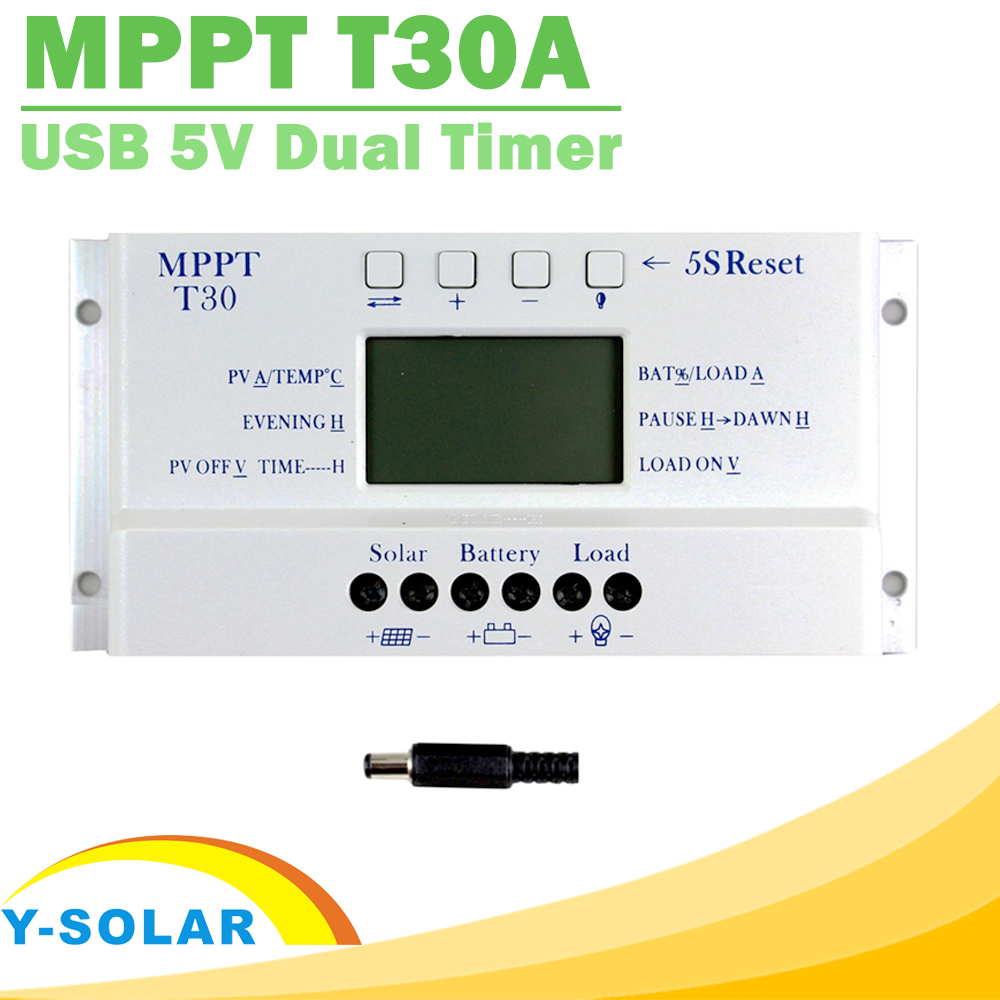 NEW MPPT T30 Solar Controller LCD display CE certificated Light and dual timer control Voltage settable 30A 12V 24V auto work NEW MPPT T30 Solar Controller LCD display CE certificated Light and dual timer control Voltage settable 30A 12V 24V auto work