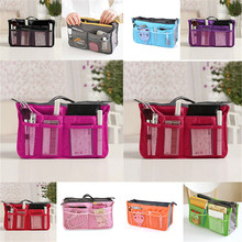 2015 HOT Women Travel Insert Organizer Handbag Purse Large liner Lady Makeup Cosmetic Bag Travelling Bag Multifunction N658