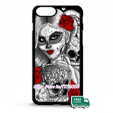 Sugar skull tattoo girl pocket watch phone case cover for for Iphone 4S 5 5S 5C 6 Plus Samsung galaxy S3 S4 S5 S6 Note 2 3 4