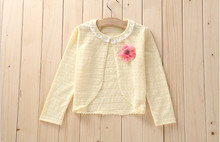 Newest fashion pink white yellow girls knit cardigan long sleeve cotton girl coat for 2 12