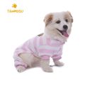 Lovely Coral Velvet Stripe Dog Clothes Pajamas Sweater Hoodie For Dogs Comfortable Pet Leisure Wear With