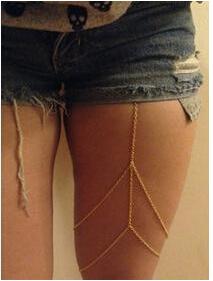 2015 Fashion Sexy Body Chains New Body Jewelry Legs Chain Thigh Chain Black and Sliver gift