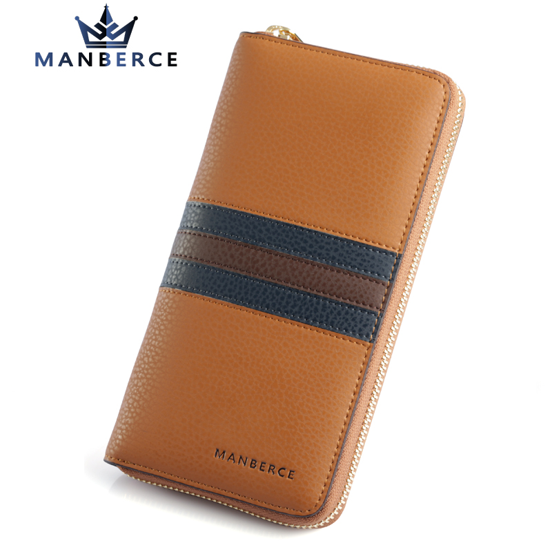 2015 new European leather wallet Manbers male long large hand color business men wallet wallet