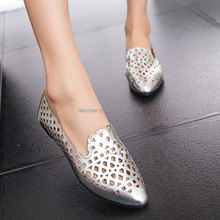 Free shipping new 2014 fashion metallic luster breathable shoes flat shoes with a single hole flat tip for women shoes