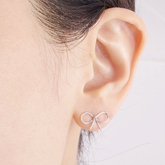 30pcs Gold Silver and Rose Gold Fashion Jewelry Tiny Bow Stud Earrings Dainty Knot Ribbon Earrings for Women Free Shipping ED055