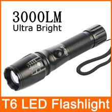 High Power LED Rechargable Torch Light Cree T6 Adjustable LED Flashlight 3-Modes 3000LM Linterna tacha Battery 18650/AAA