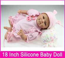 New 18 Inch Dolls NPK silicone reborn baby dolls Handmade realistic Lifelike Real touch Vinyl Silicone newborn Doll Girl Gift