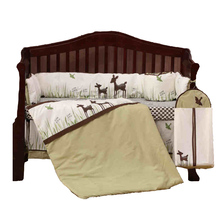 8Pcs Organic Cotton Crib Bedding Set Boys Girls Cartoon Deer Newborn Baby Bedding With Quilt/Bumpers/Fitted Sheet/Bed Skirt