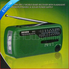 DEGEN portable mini fm radio DE13 FM MW SW Crank Dynamo Solar Emergency Radio World Receiver